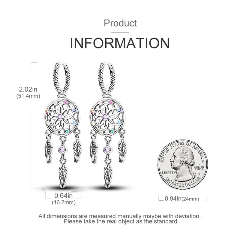 Women's Dreamcatcher Snake Bone Pattern Earrings in 925 Sterling Silver